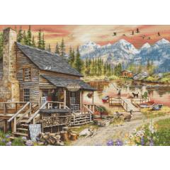 Luca-S Stickpackung - Log Cabin General Store 47x34 cm