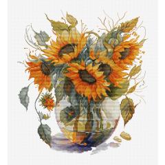 Luca-S Stickpackung - Vase with Sunflower 24x27 cm