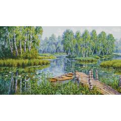 Luca-S Stickpackung - Birches at the Edge of the Lake 59x33 cm