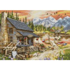 Luca-S Stickpackung - Log Cabin General Store 30,5x22 cm
