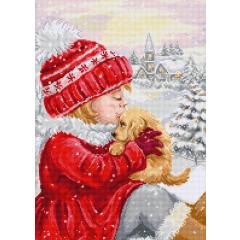 Luca-S Stickpackung - Girl Kissing Puppy 23x32 cm