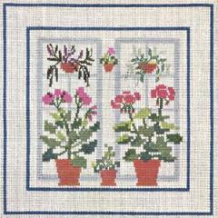 Fenster mit Geranien - Haandarbejdets Fremme (Stickpackung)