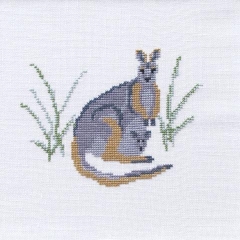 Fremme Stickpackung - Känguru mit Jungtier 23x23 cm