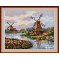 Merejka Stickpackung - Dutch Windmills 30x40 cm