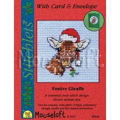 Stickpackung Mouseloft - Festive Giraffe mit Passepartoutkarte