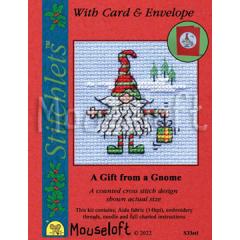 Stickpackung Mouseloft - A Gift from a Gnome mit Passepartoutkarte Ø 6,4 cm