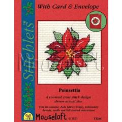 Stickpackung Mouseloft - Poinsettia Ø 6,4 cm mit Passepartoutkarte