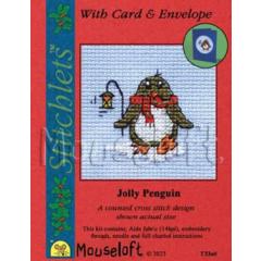 Stickpackung Mouseloft - Jolly Penguin Ø 6,4 cm mit Passepartoutkarte