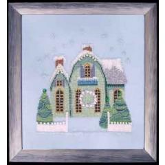 Stickvorlage Nora Corbett - Little Snowy Green Cottage (Snow Globe Village Series)
