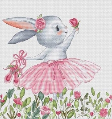 Stickvorlage Les Petites Croix De Lucie - Bunny In Wildflowers