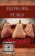 Stickvorlage Annie Beez Folk Art - Redwork Pears
