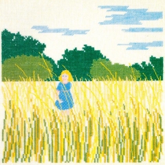 Fremme Stickpackung - Mädchen im Getreidefeld 21x21 cm