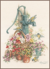 Lanarte Stickpackung - Wasserpumpe mit Blumen