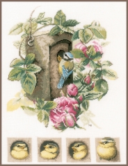 Lanarte Stickpackung - Vogelhaus mit Rosen 29x35 cm