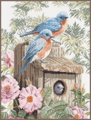 Lanarte Stickbild Blaue Vögel 29x39 cm