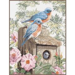 Lanarte Stickpackung - Blaue Vögel 29x39cm