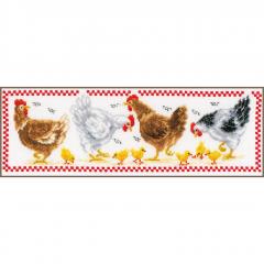Vervaco Stickpackung - Hühner 40x14 cm