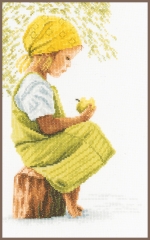 Lanarte Stickbild Mädchen mit Apfel 20x30 cm
