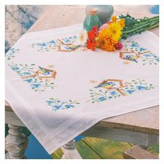 Tischdecke Vogelhäuser bedruckt - Vervaco Verachtert (Stickpackung)