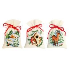Geschenksäckchen Weihnachten 3er-Set - Vervaco Verachtert (Stickpackung)