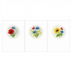 Vervaco Stickpackung - Passepartoutkarten Feldblumen 3er-Set