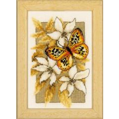 Vervaco Stickpackung - Schmetterling auf Blumen 8x12 cm