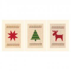 Vervaco Stickpackung - Grußkarten Weihnachten 3er-Set