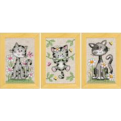 Vervaco Verachtert - Stickbilder Miniaturen Katzen 3er-Set