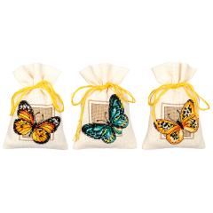 Vervaco Stickpackung - Geschenksäckchen Schmetterlinge 3er-Set
