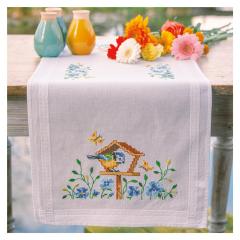 Läufer Vogelhäuser bedruckt - Vervaco Verachtert (Stickpackung)