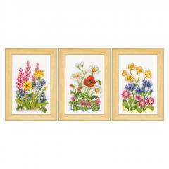 Vervaco Verachtert - Stickbilder Miniaturen Feldblumen 3er-Set