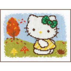 Vervaco Stickbild Hello Kitty im Herbst 18x13 cm
