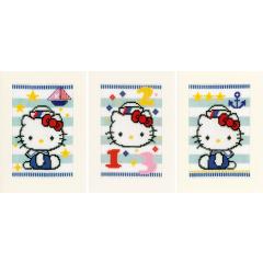 Vervaco Stickpackung - Passepartoutkarten Hello Kitty maritim 3er-Set
