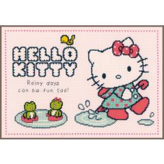 Vervaco Stickbild Hello Kitty Spaß im Regen 34x24 cm