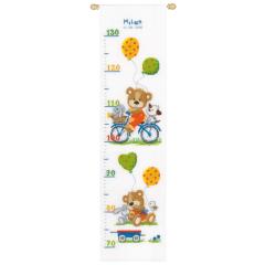 Vervaco Stickpackung - Messlatte Bär auf dem Fahrrad