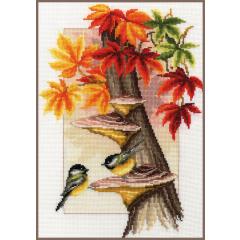 Vervaco Verachtert - Stickbild Meisen im Herbstlaub