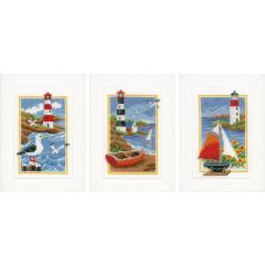 Vervaco Verachtert - Stickbilder Miniaturen Leuchttürme 3er-Set