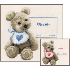 Vervaco Verachtert - Geburtsbild Teddy mit Lätzchen
