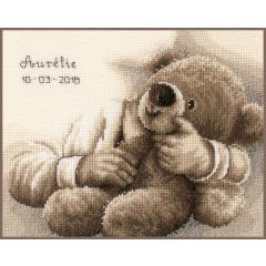 Vervaco Stickpackung - Geburtsbild Teddybär