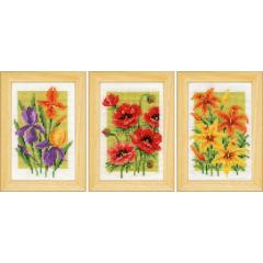 Vervaco Verachtert - Stickbilder Miniaturen Sommerblumen 3er-Set