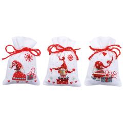 Vervaco Stickpackung - Geschenksäckchen Weihnachtswichtel 3er-Set