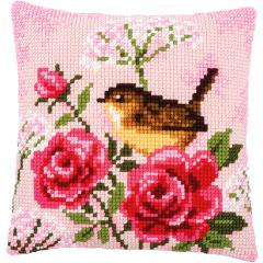 Vervaco Verachtert - Kreuzstichkissen Vogel & Rosen