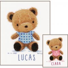 Vervaco Stickpackung - Geburtsbild Teddybär 18x27 cm