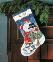 Stickpackung Dimensions - Stocking Santa and Snowman Länge 41 cm
