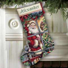 Dimensions Stickpackung - Stocking Candy Cane Santa