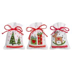 Vervaco Stickpackung - Geschenksäckchen Weihnachten 3er-Set