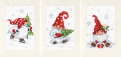 Vervaco Verachtert - Passepartoutkarten Weihnachtswichtel 3er-Set