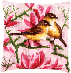 Vervaco Verachtert - Kreuzstichkissen Vögel unter Magnolien