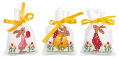 Vervaco Stickpackung - Geschenksäckchen Osterhasen 3er-Set