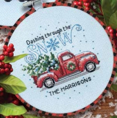 Dimensions Stickpackung - Holiday Family Truck mit Stickring
